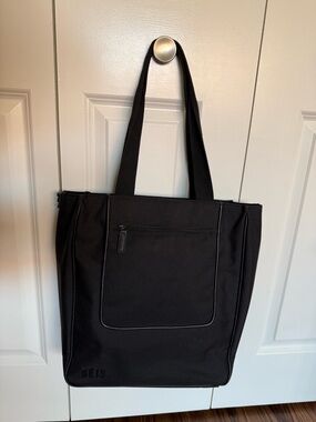 BEIS Black Canvas North to South Tote Bag